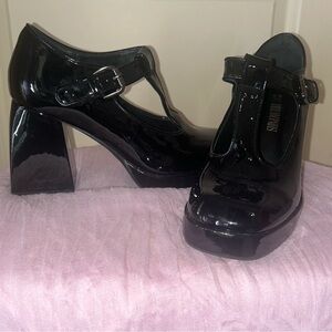 SHEIN Black Patent Leather Heels worn once